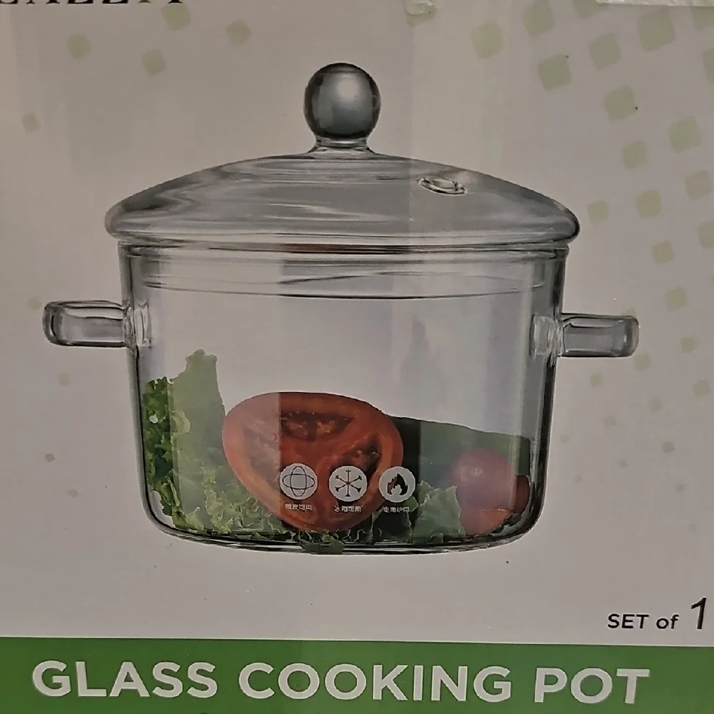 Nwt Glass Cooking Pot with Lid - Clear
